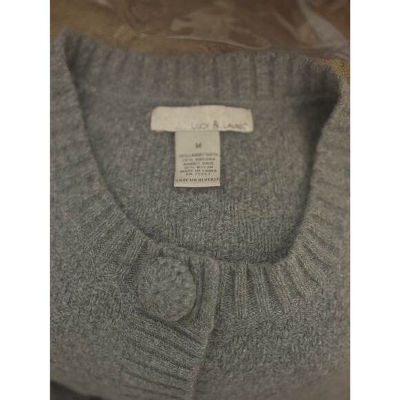 Vintage Lucy & Laurel Gray 100% Lambswool Cardigan Sweater Sz M - Picture 9 of 9